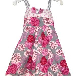 Jelly The Pug Pink and Gray Floral Sundress